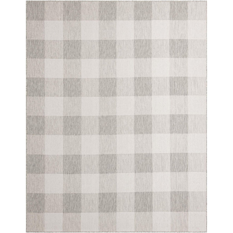 Tapis intérieur / extérieur gris Borland, Rectangle 7 pi 10 po x 10 pi
