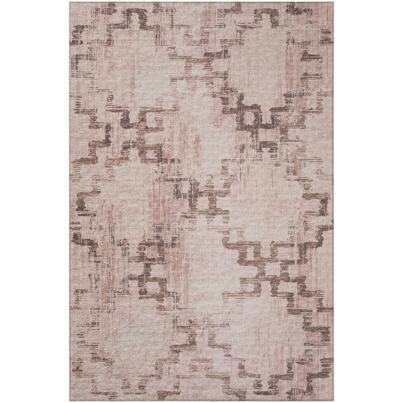 Tapis brun tissé à la machine Ancier, Rectangle 8 pi x 10 pi