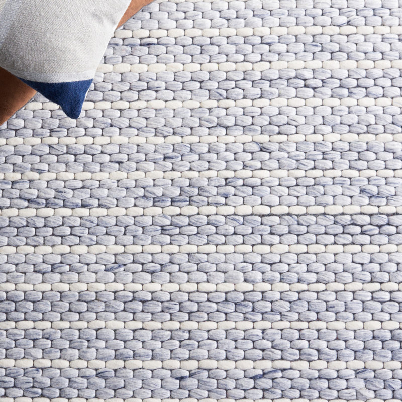 Tapis bleu / ivoire Ese, Rectangle de 5 pi x 8 pi