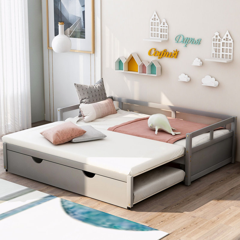 Lit de jour extensible avec couchette, Gris