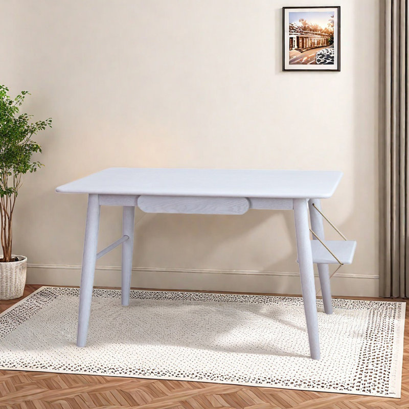 Bureau créatif et durable en bois massif, H 29,92 po x l 47,24 po x P 25,59 po, Blanc