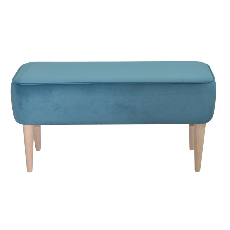 Milo Upholstered Bench, Blue, Natural