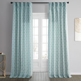 Billiejo Modern Matrix Aqua Printed Cotton Room Darkening Curtains  50"W X 108"LSingle Panel