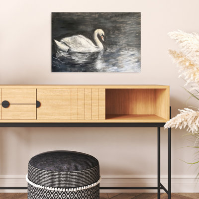 Elegant Swan On Water Elegant Peaceful Serene Bird Wall Art Print by Mathieu - Wrapped Canvas Print