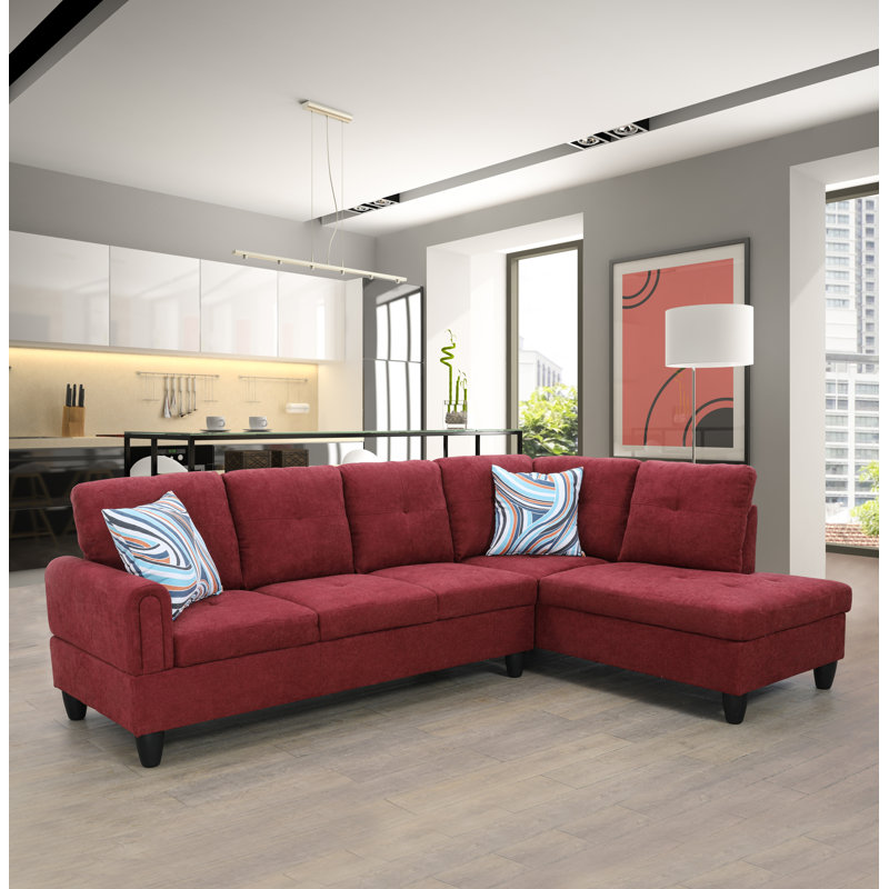 Almarie 97" 2 - Piece Upholstered Sectional, Red, Right Hand Facing