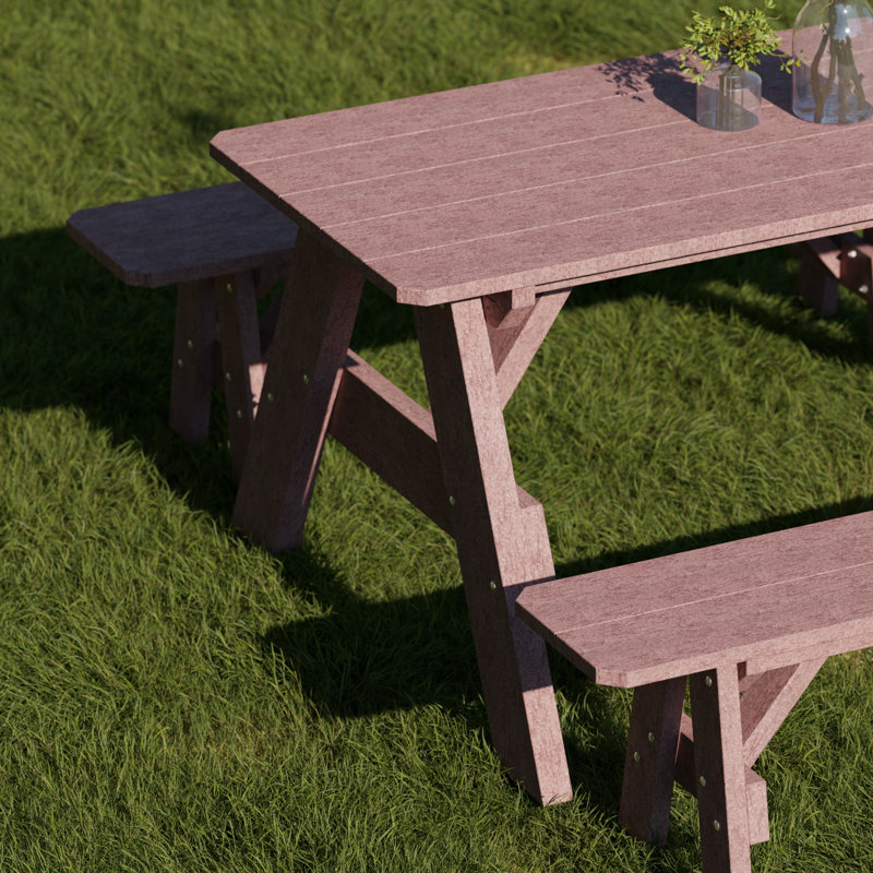 Heritage 72" Picnic Table With Detached Benches, Cherrywood