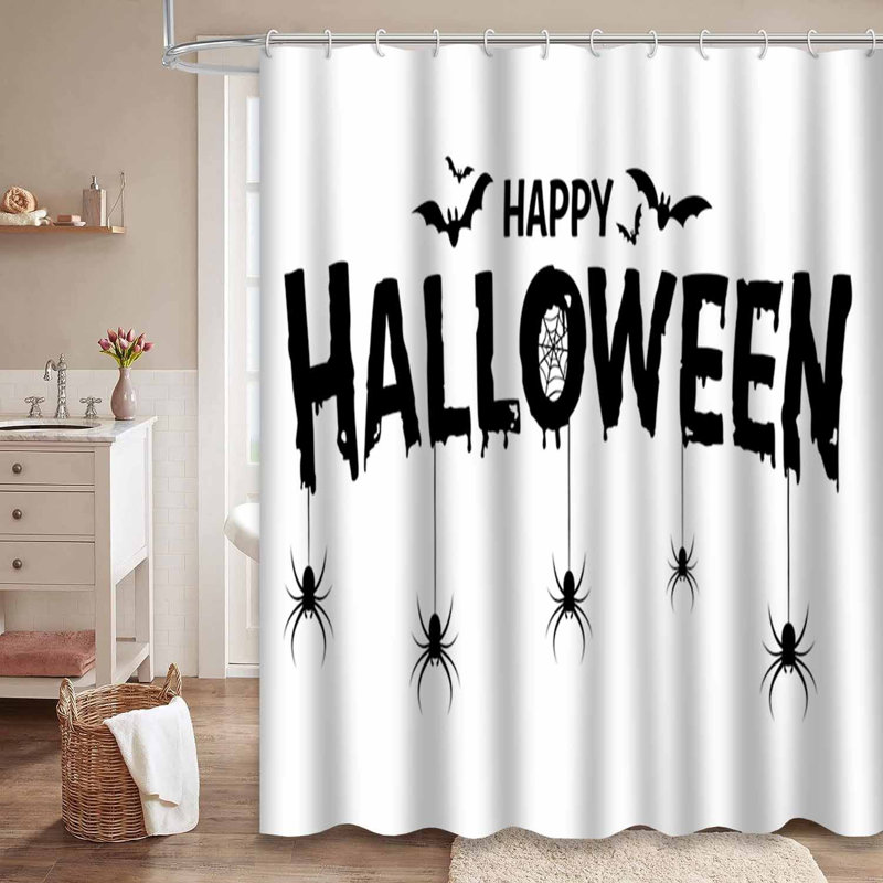 Rideau de douche avec 12 crochets Happy Halloween, L 72 po x l 84 po