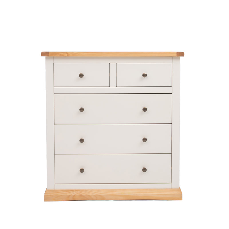 Netherton 90cm W 5 - Drawer Chest of Drawers, White/Brown