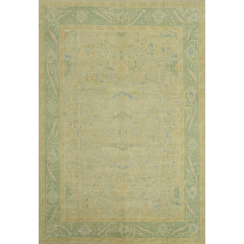 Vegetable Dye Wool Oushak Transitional Turkish Area Rug 9x12