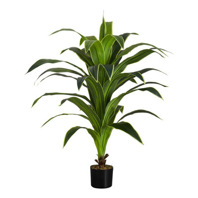 Plante artificielle, Dracaena, intérieur, faux, faux, table, verdure, pot, véritable touche, décoratif, feuilles vertes, pot noir