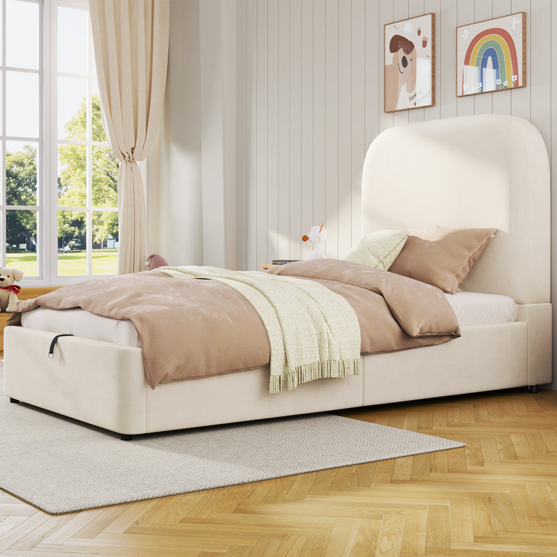 3ft Ottoman Bed Velvet, Beige