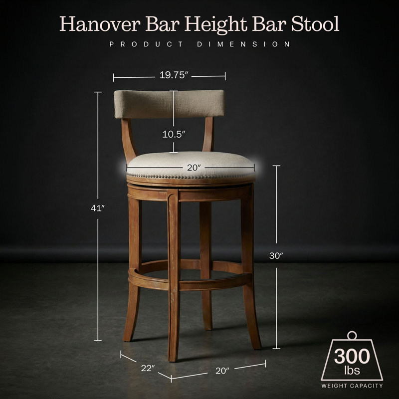 Hanover Swivel Bar Height Stool, 30", 1, Bar Stool (30” Seat Height)