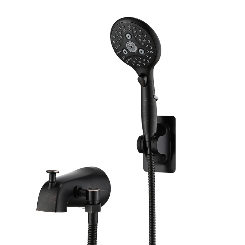 Bronze huilé, bec de baignoire, inverseur relevable, douche à main à 6 réglages, interrupteur à une touche, pause marche / arrêt avant 1/2 ou 3/4 de pouce, fixation murale, inverseur de débit de 2 gallons par minute, corrosion, modes,