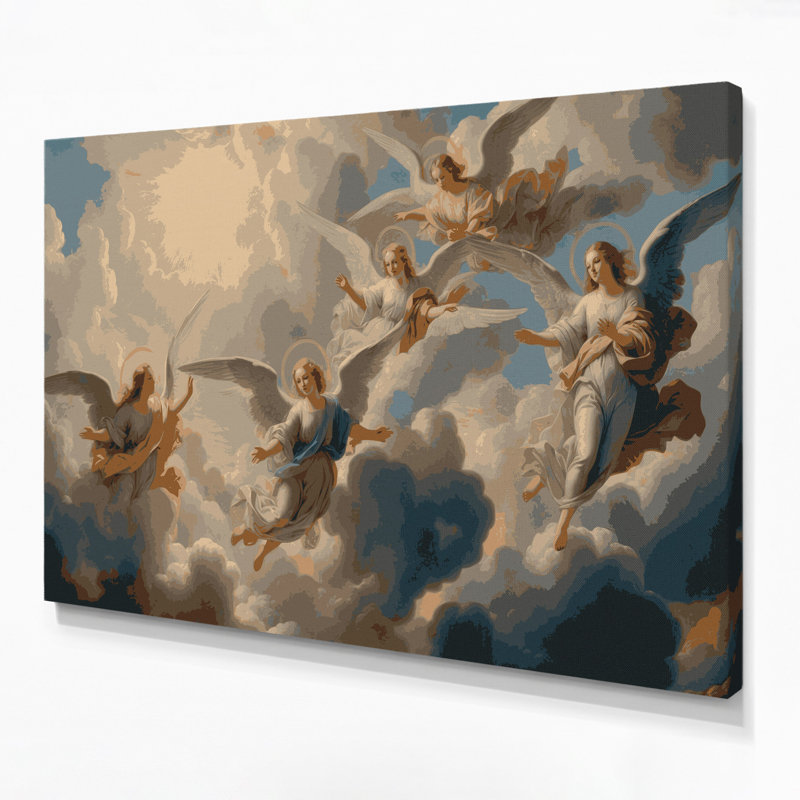 «Christmas Angels», art mural sur toile brune, H 16 po x l 20 po