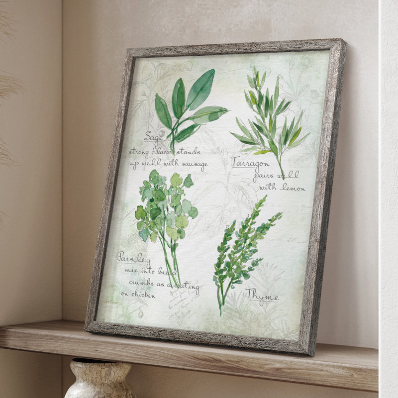 Fresh Herbs II, reproduction encadrée - bois massif, H 11 po x l 9 po