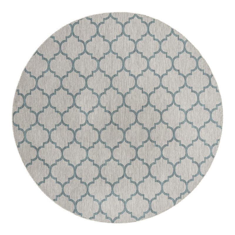 Bethany-Mai Geometric Gray Indoor/Outdoor Area Rug, Round 10'8"