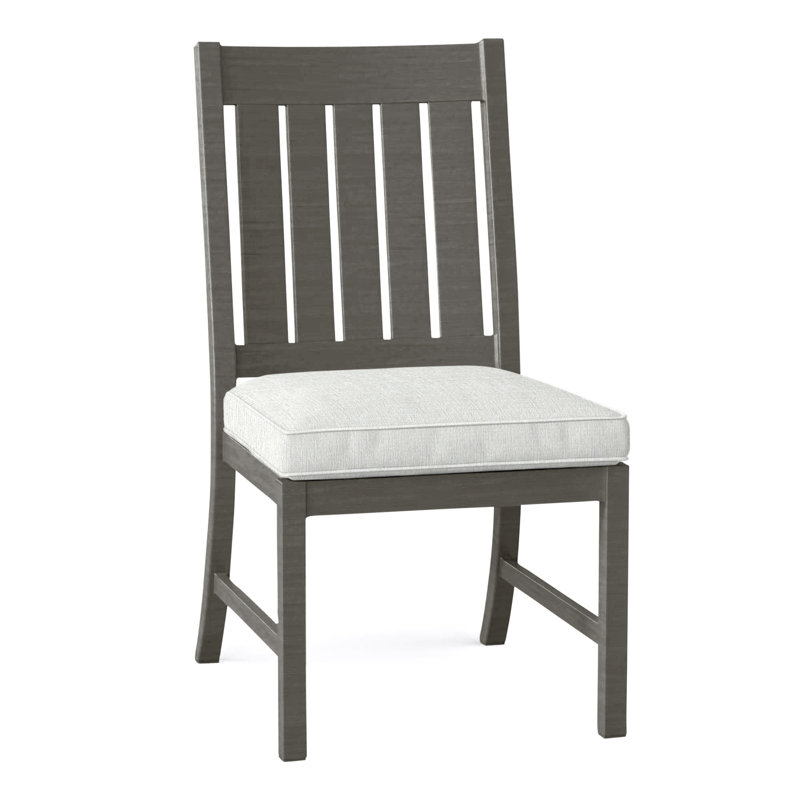 Club Patio Dining Side Chair with Cushions, Welt, Slate Gray, Bali Pearl