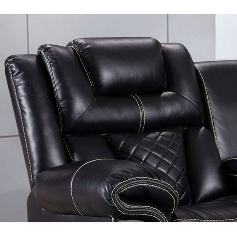 Console noire causeuse double haut-parleurs sans fil avec chargeur et USB, bande de gel de cuir clair