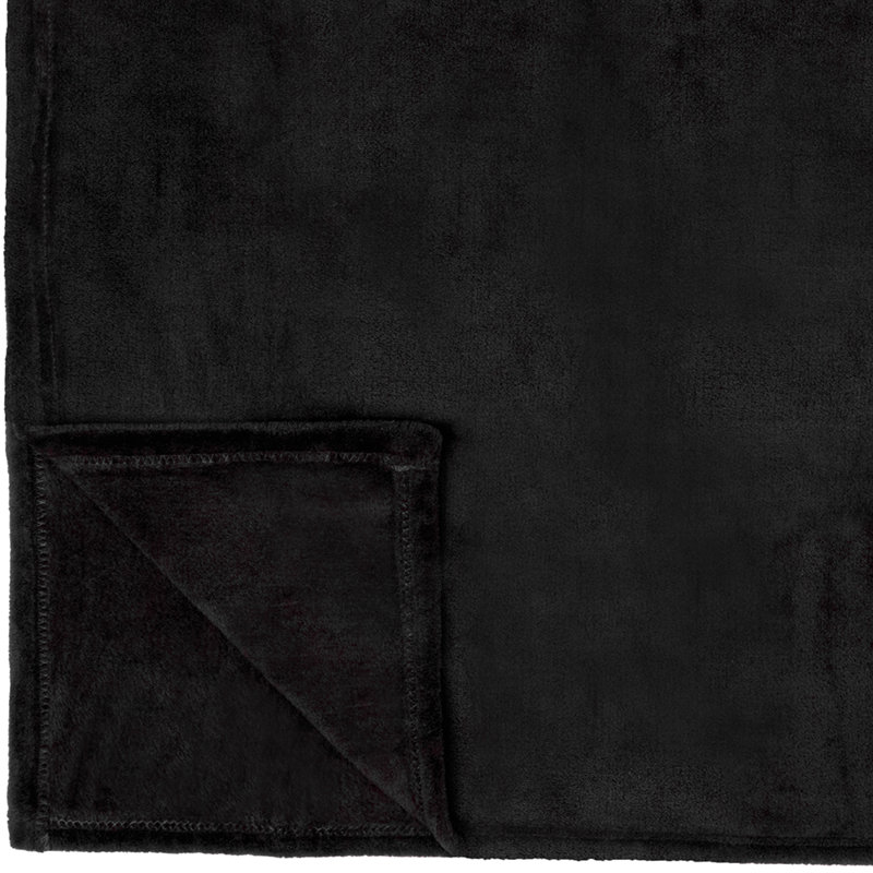 Black Luxury Fleece Throw Blanket for Sofa and Bed