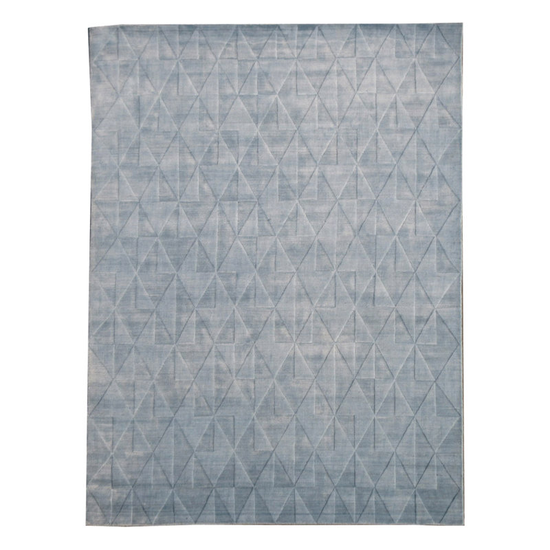 Tapis bleu clair en soie 8X11