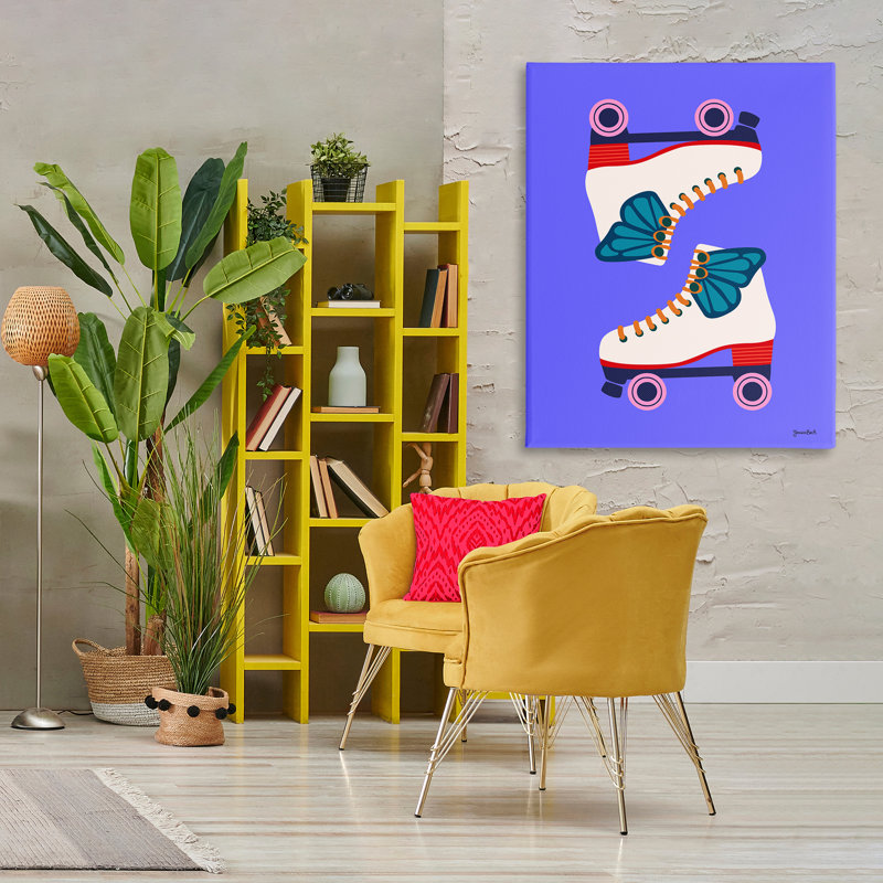 "Bold Roller Skates", art mural sur toile par Jessica Beck, H 48 po x l 36 po