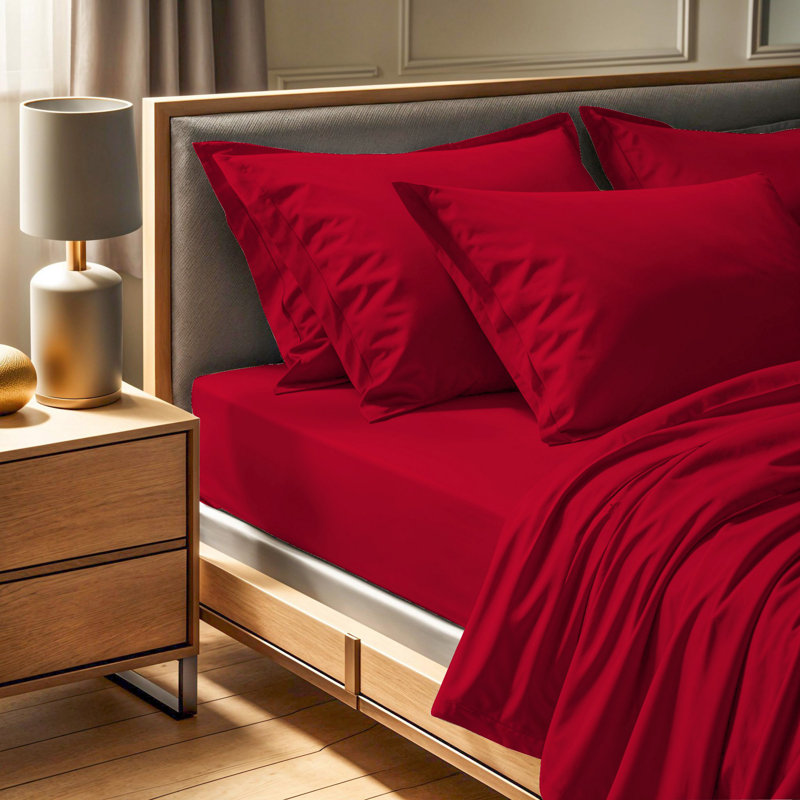 Premium Ranforce Single Fitted Sheet, Claret Red, 35.4 x 74.8 x 11.8 inches | 100% Cotton, 145 Thread Count | Machine Washable at 86°F | Soft & Breathable, Perfect for Comfortable Sleep