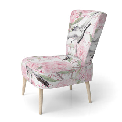 Chaise d'appoint Crane Birds and Pink Flowers - Cabin & Lodge
