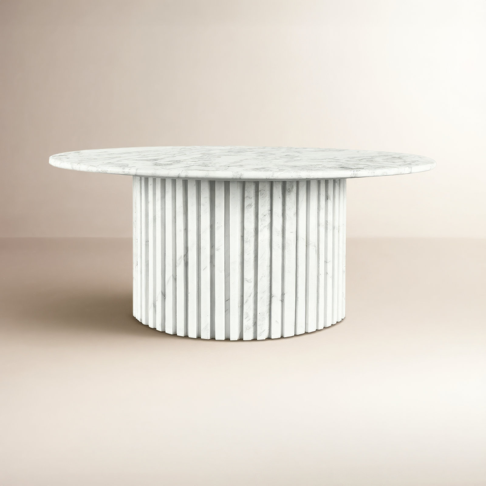 Genoa 36" Genuine Marble Coffee Table, White Marble