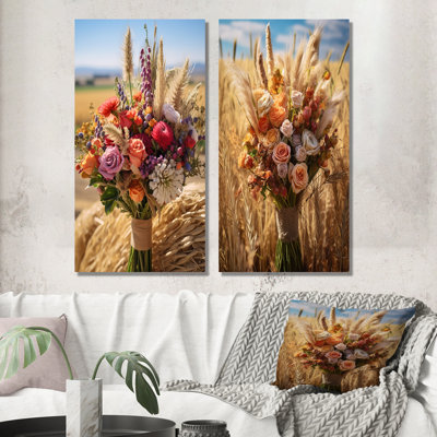«Bouquet assorti à la ferme», 2 pièces sur toile
