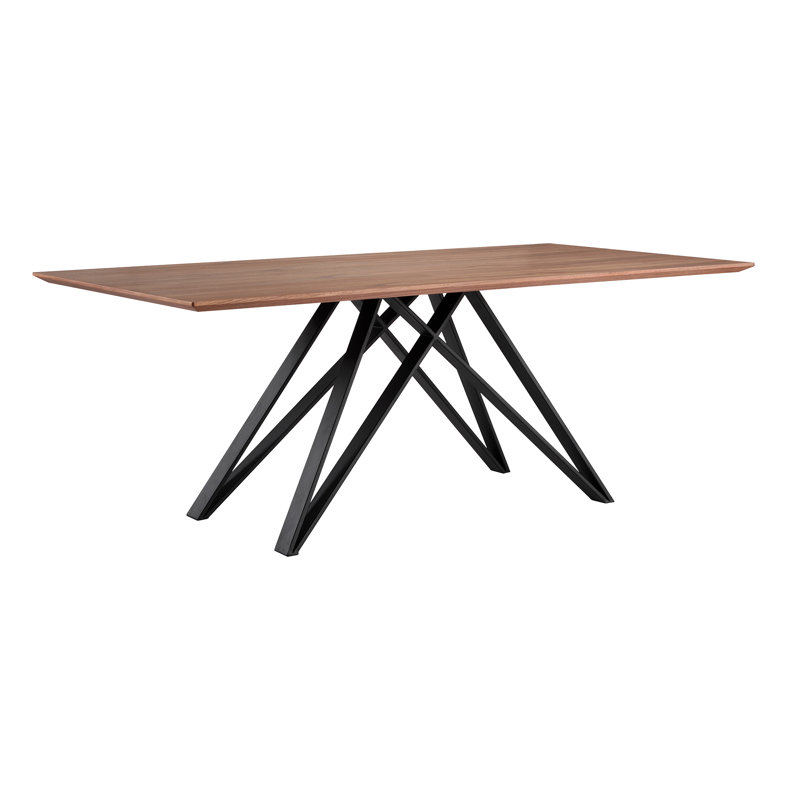 Amina Walnut Metal Base Dining Table