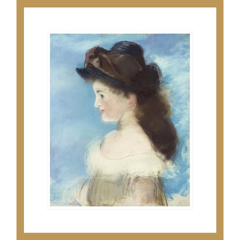 Portrait de coiffé d'un chapeau vu de profil par Édouard Manet, impression giclée encadrée, H 20,58 po x l 17,75 po