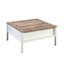 Table basse carrée blanche avec plateau d'échecs amovible, tablette cachée, détails en chêne, conception, installation rapide, carré de 37,68 po, accent inférieur de 19,54 po, assemblage facile,