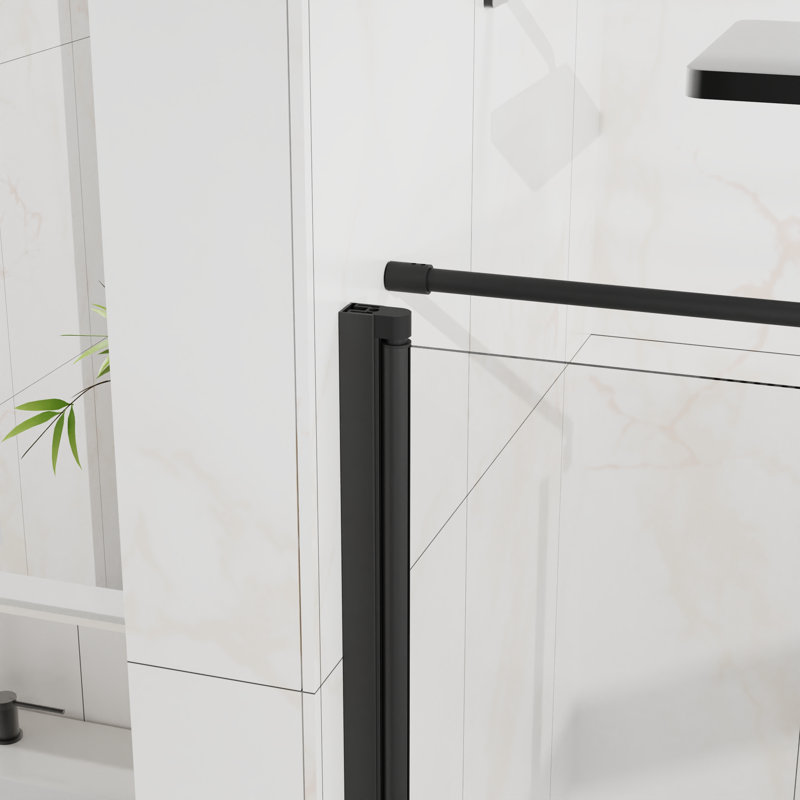 36 in. W x 72 in. H Rectangular Pivot Opening Frameless Corner Shower Enclosure with 1/4 in. Clear Tempered Glass