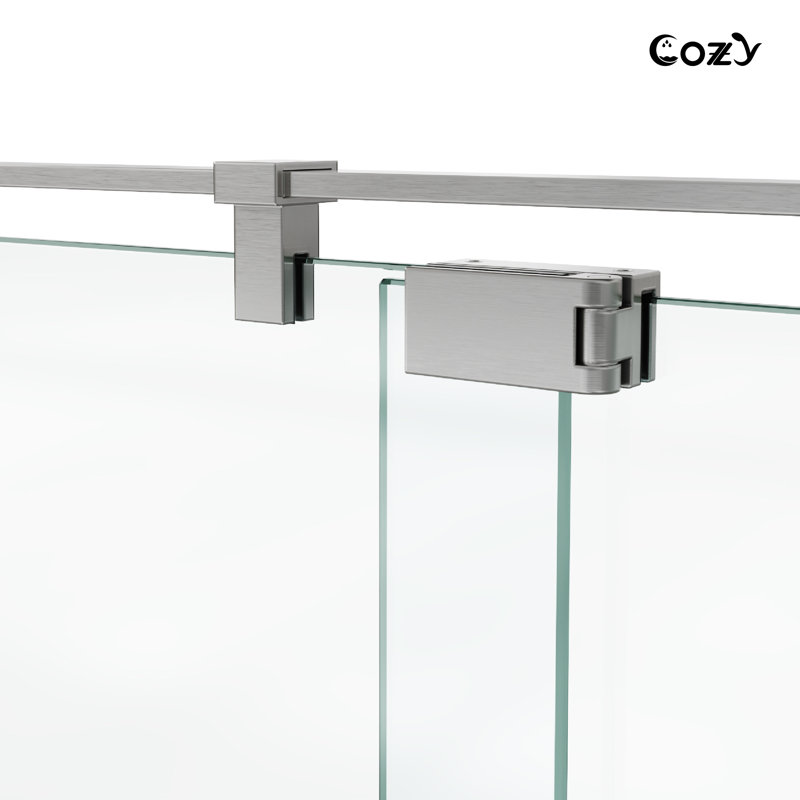 56-61" W x 76" H Frameless Single Pivot Shower Door with Clear Tempered Glass, Shatter-Resistant Film & Installation Hole Locator