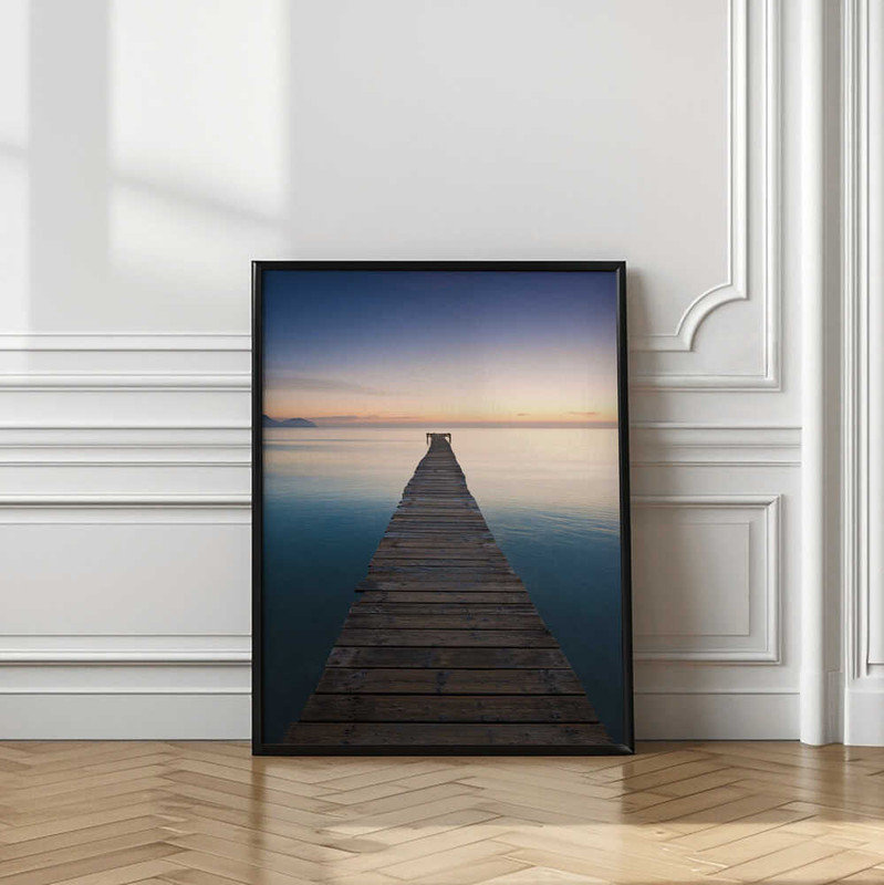 Imprimé de jetée bleue: décoration murale pour la maison, 36" H x 48" W, Frameless Print, Does Not Apply