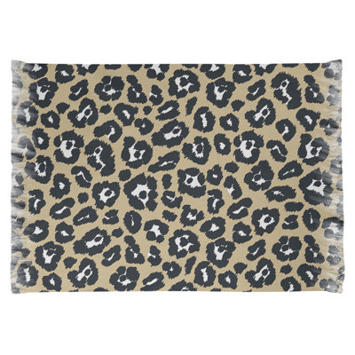 Tapis beige / noir à imprimé animal