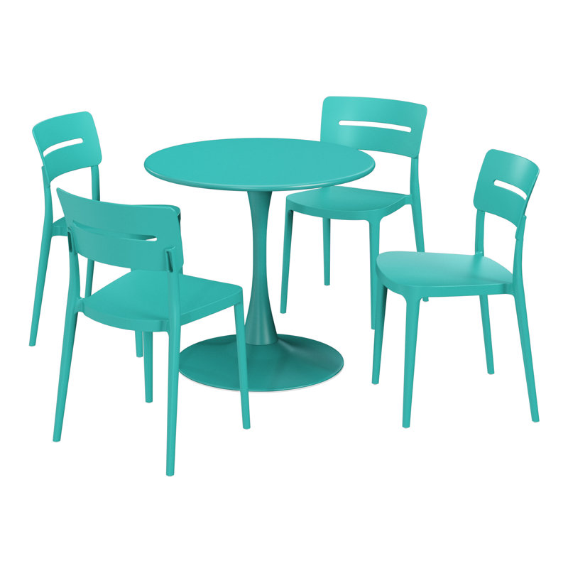 Ensemble repas extérieur pour 4 personnes, H 29 po x l 31,5 po x P 31,5 po, Sarcelle, 4