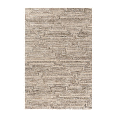 Arya Taupe Modern Geometric Hand-Tufted Wool Blend Indoor Area Rug