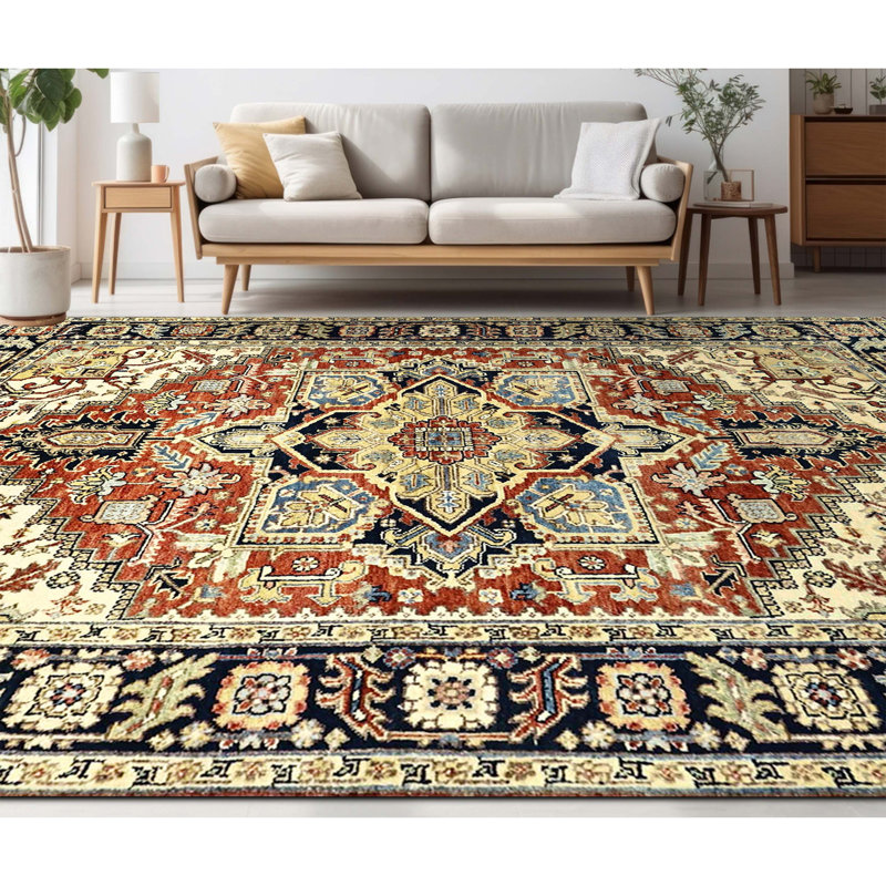 Tapis rectangulaire en laine noué à la main 4 pi x 6 pi Rectangle