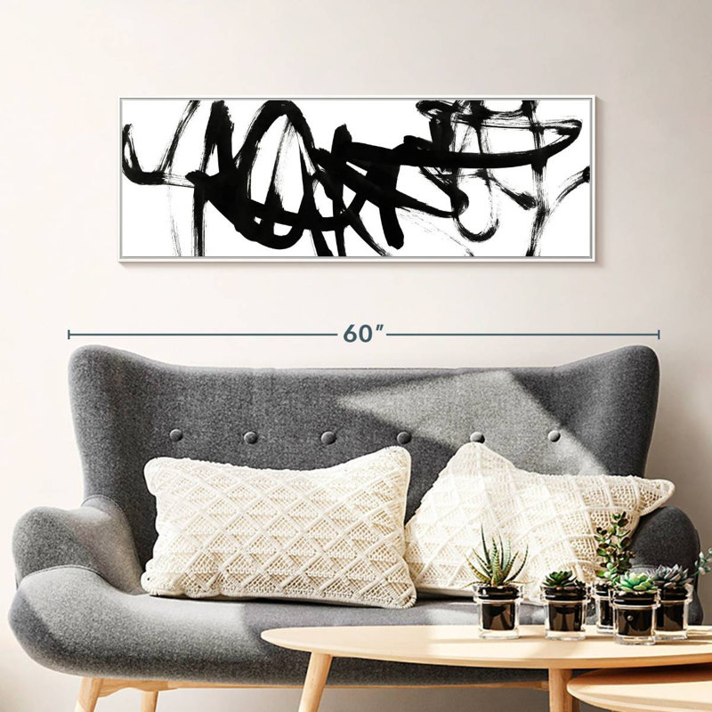 Blanc à noir Higley V, 43 po x 15 po, Floating Frame White