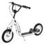 Scooter pour enfants en acier blanc avec roues gonflables de 12 pouces et freins doubles, guidon réglable