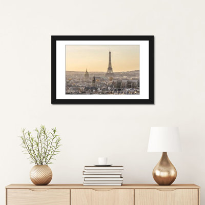 «Paris and Eiffel Tower At Sunset, France II» par Matteo Colombo, impression sur toile tendue