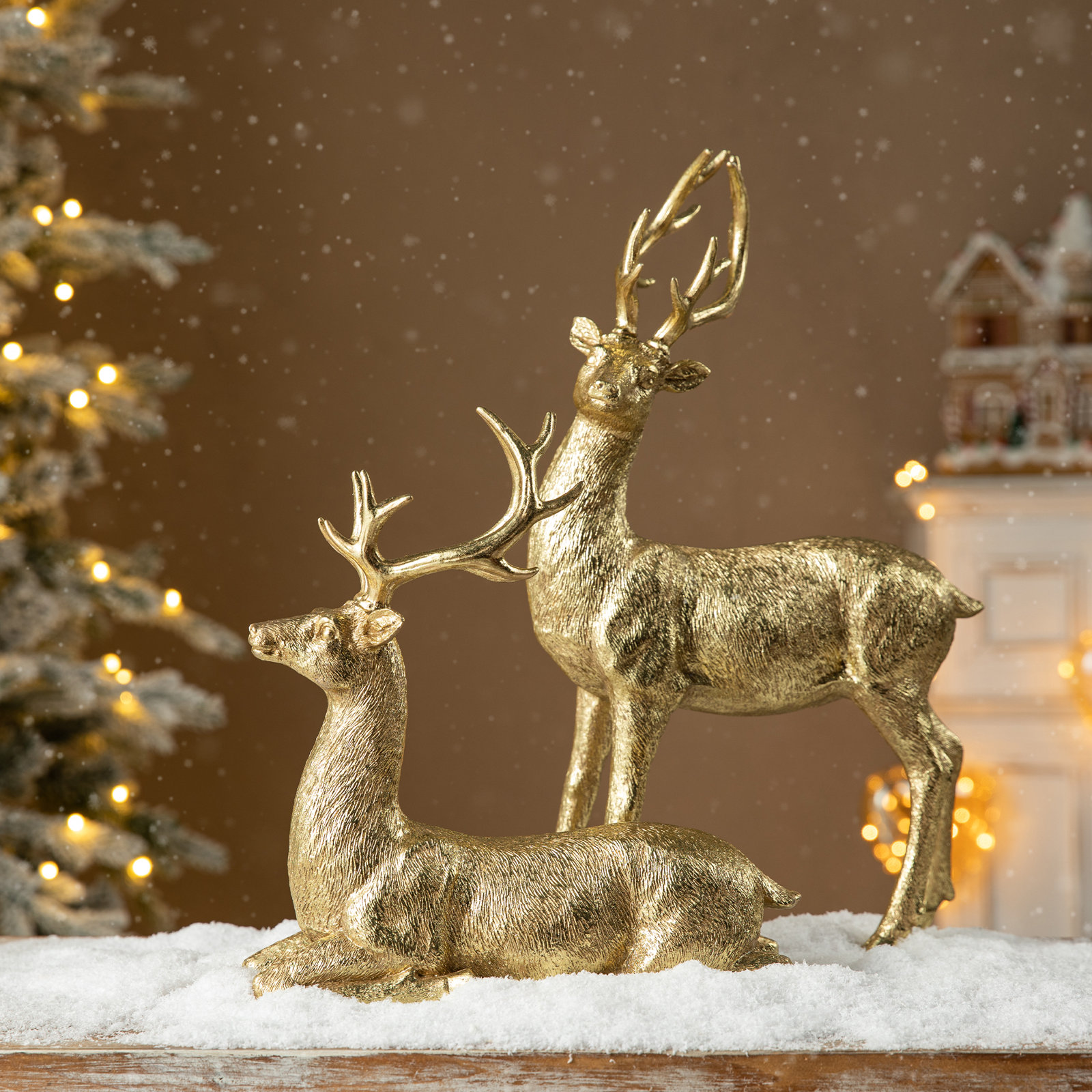 Standing Reindeer Resin Holiday Figurine