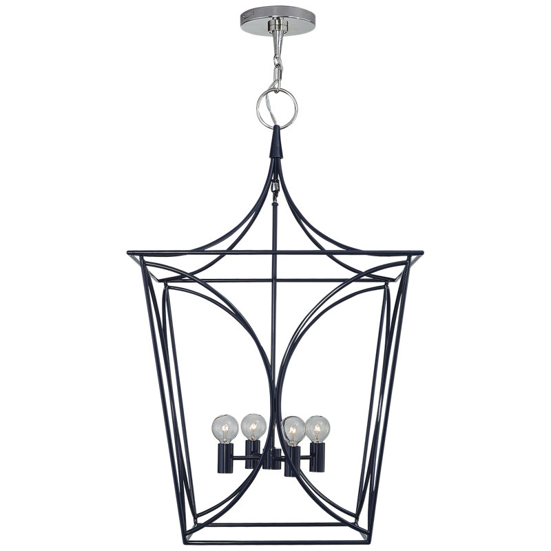 kate spade new york Cavanagh Small Lantern, French Navy/Polished Nickel, 32" H x 19" W x 19" D