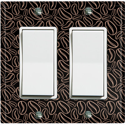 Metal Light Switch Plate Outlet Cover (Coffee Beans Black White - Double Rocker)