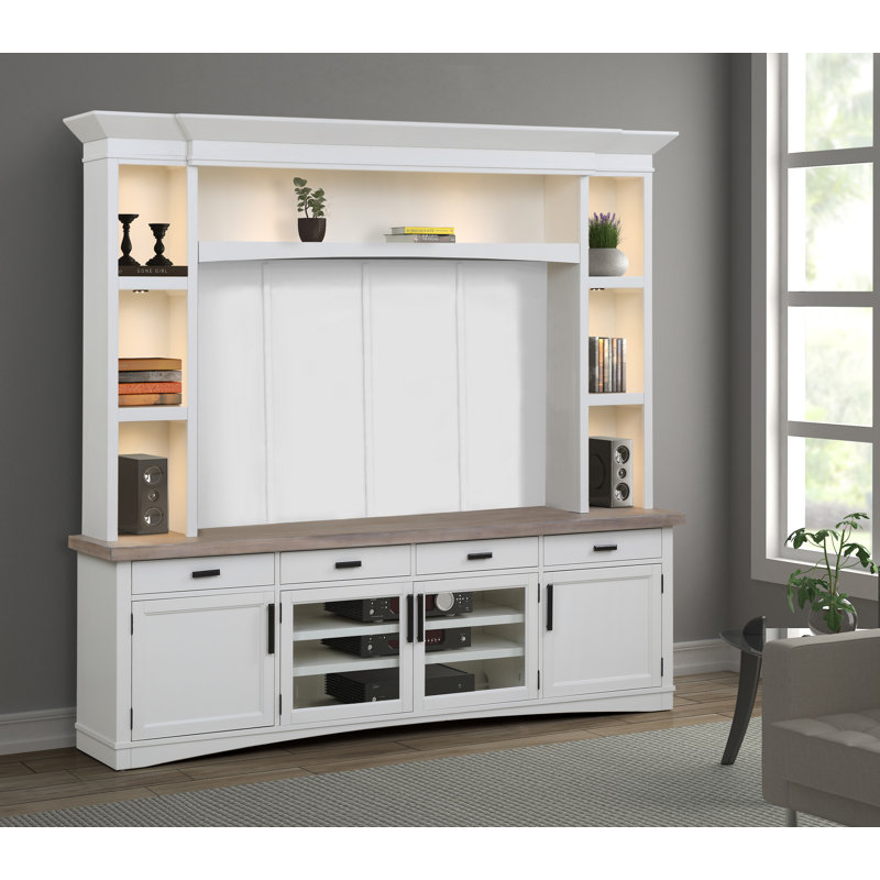 Solid Wood Entertainment Center for TVs up to 70", White