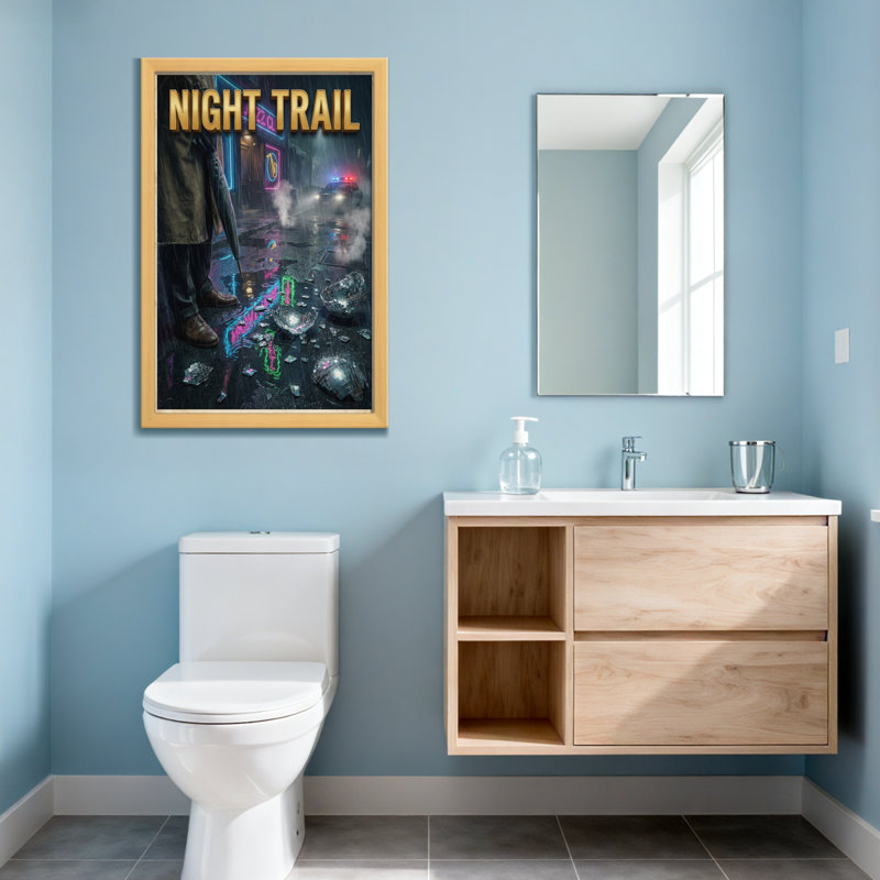 Fashion Night Trail Neon City Pluie Mystère, H 16 po x l 24 po, Toile tendue, Ne s’applique pas