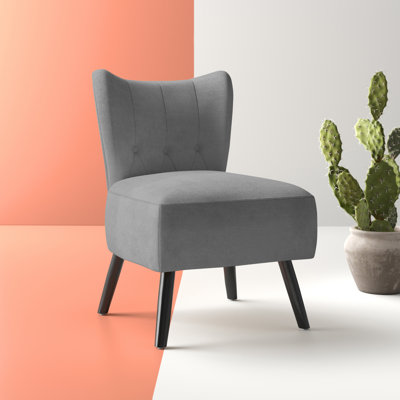 Dechane 22.5" Wide Tufted Velvet Slipper Chair, Velvet Covering Accent Chair,Living Room Chair
