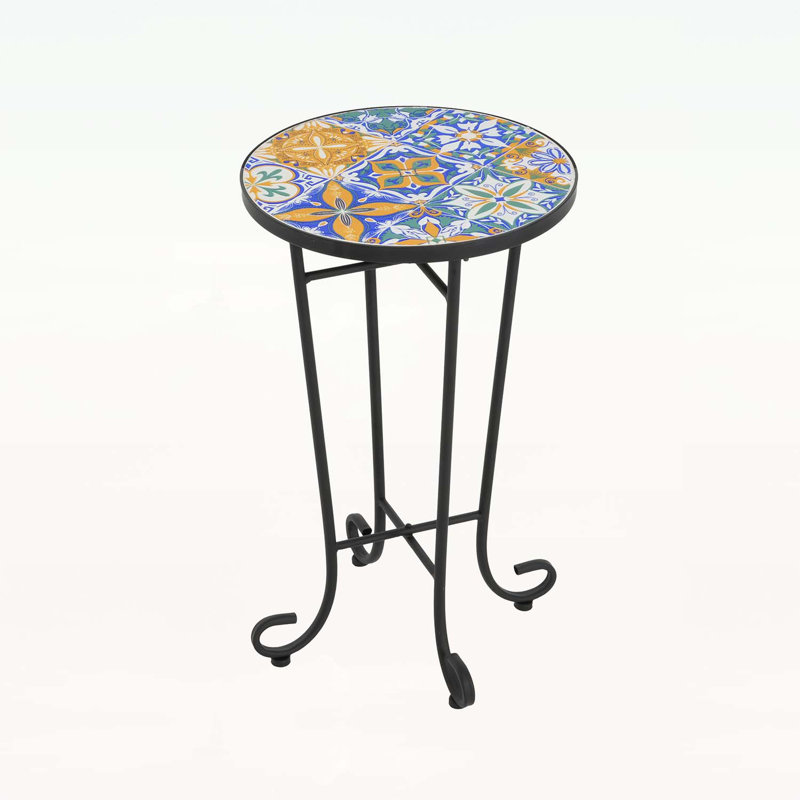 Reginald Outdoor Ceramic Top Side Table