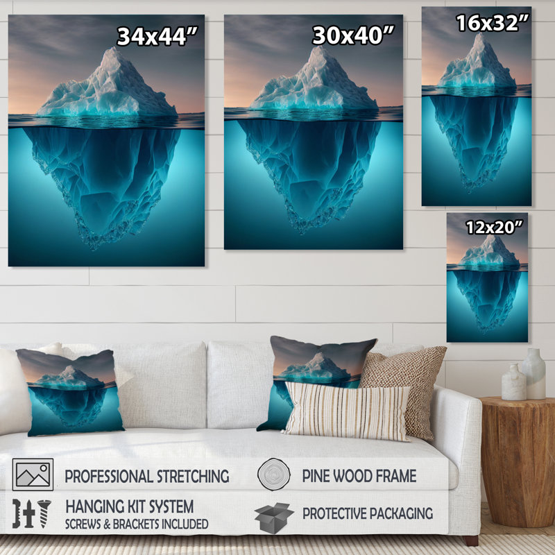 «Iceberg Half Under Water Surface III», reproduction sur toile, H 32 po x l 16 po x P 1 po, Toile tendue